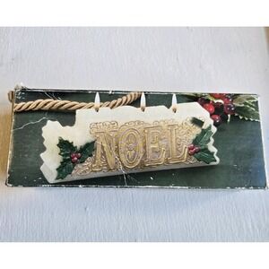 Vintage Christmas 3 Wick Candle NOEL Holly Unburned Holiday Decor 80s 90s